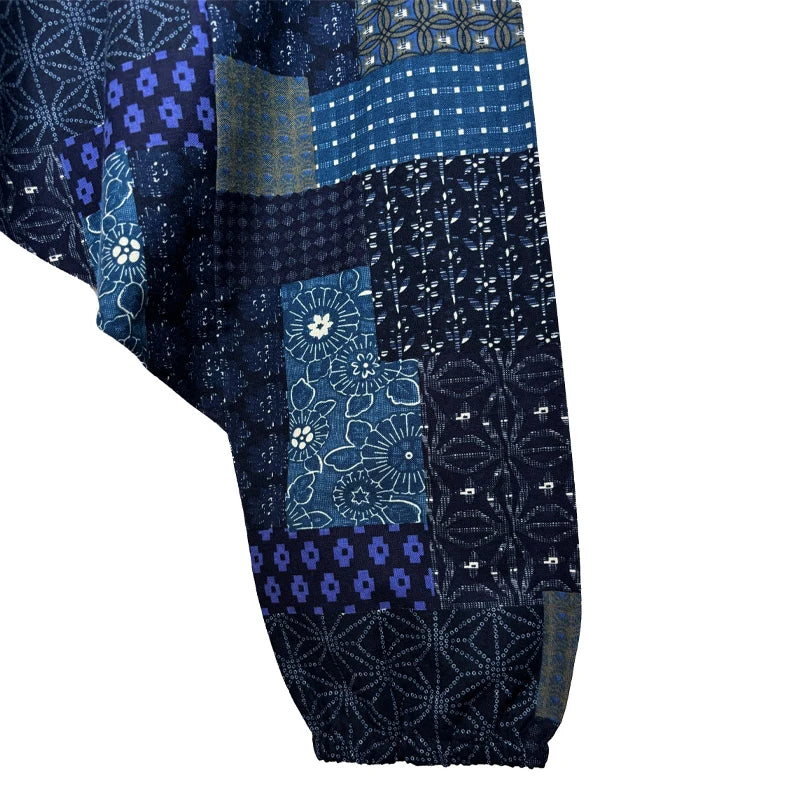 Men's Bohemian Harem Pants Unique Patchwork Print Soft Breathable Material Elastic Waist Casual Looks Beach Trips Yoga Clothing