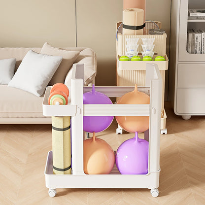 Gym Equipment Holder with Wheels Sports Equipment Storage Rack Yoga Mat Storage Basket Fitness Equipment Sports Tools Organizer