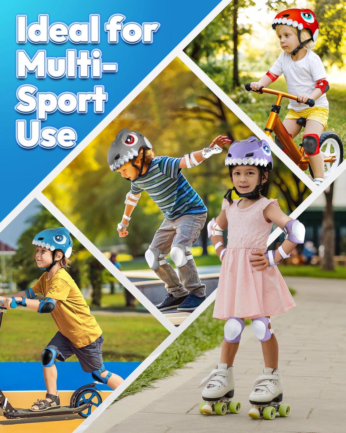 FUNWICT Children Bicycle Helmet Guard Knee Elbow Gear Sports Safety Cap for Balance Bike Skateboard lightweight