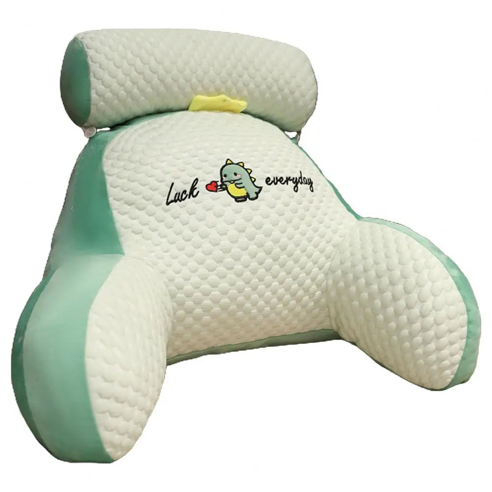 Bedroom Sit Up Pillow Backrest Support Pillow Cartoon Print Bed Reading Pillow with Arm Support Detachable Backrest for Sofa
