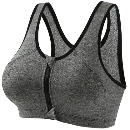 Sports Bra Women Push Up Front Zipper Shockproof Patchwork Gym Jogging Crop Top Female Running Fitness Vest Sport Bras for Women