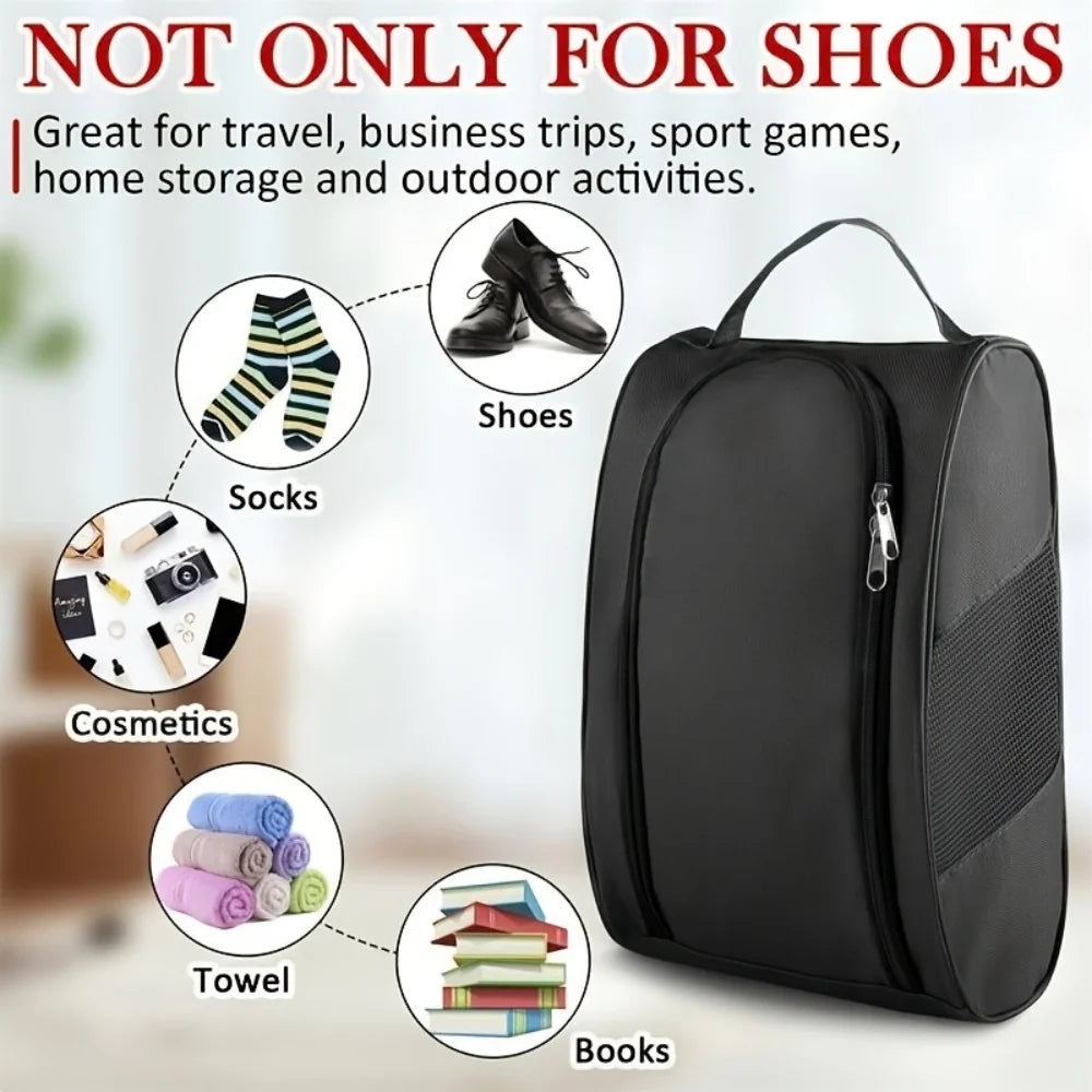 Portable Golf Shoe Bag Oxford Cloth Shoe Carrier Bags Breathable Lightweight Golf Handbag Dustproof Football Tennis Shoe Bag