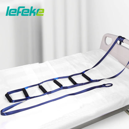 Lefeke Elderly Get Up Aid Disabled Get Up Assist Belt Bed Ladder Assist Strap Pull Up Sit Up Wake Up Rope Ladder with 6 Handrail