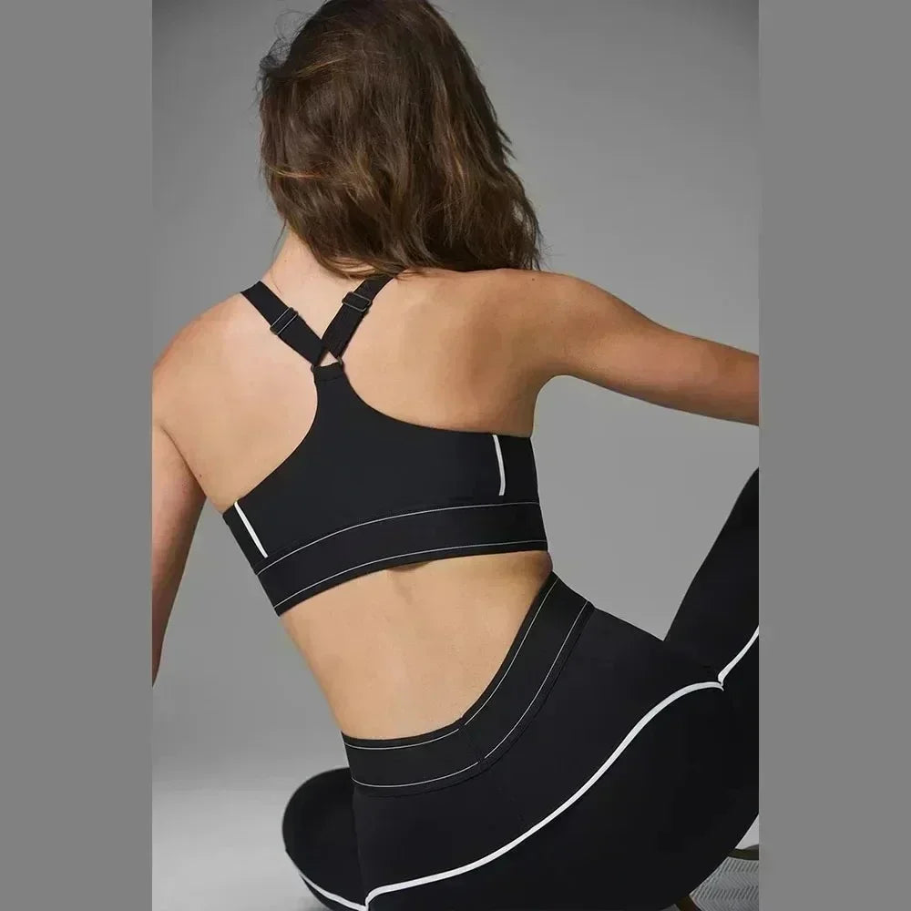al Yoga clothing sports suit women high elastic hip lifting leggings thin fitness yoga pants shockproof gathering sports bra