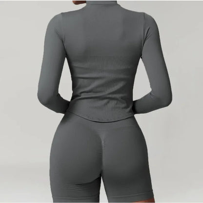 A-New stand-up collar zip long-sleeved yoga jacket women tight fast-drying yoga clothing outdoor fitness sports tops