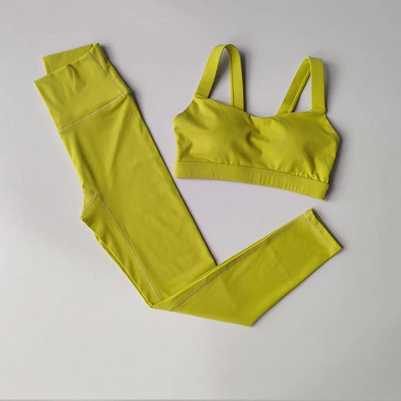 Women's Yoga Fitness Suit Fixed One-Piece Sports Bra Nude High Waisted Hip Lifting Pants Activewear Gym Workout Clothes