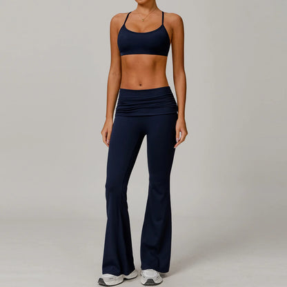 Yoga Clothing Set Women's High Waisted Leggings Gym Top 2 Pieces Fitness Exercise Clothing Fitness Workout Underwear Yoga Suits