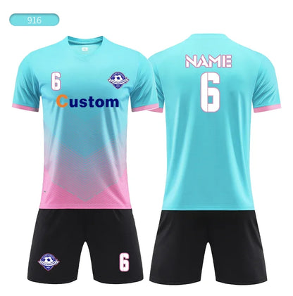 Custom Soccer Uniforms Football Training Clothing Adults Kid Clothes Short Sleeve Printing Men Boys Soccer Clothes Sets Jls916