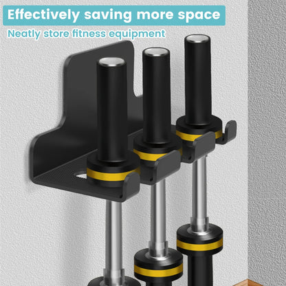 Vertical Barbell Storage Rack Interspaced Easy To Install Steel Coated Wall Barbell Holder With Rubber Pad Sturdy Space Saving