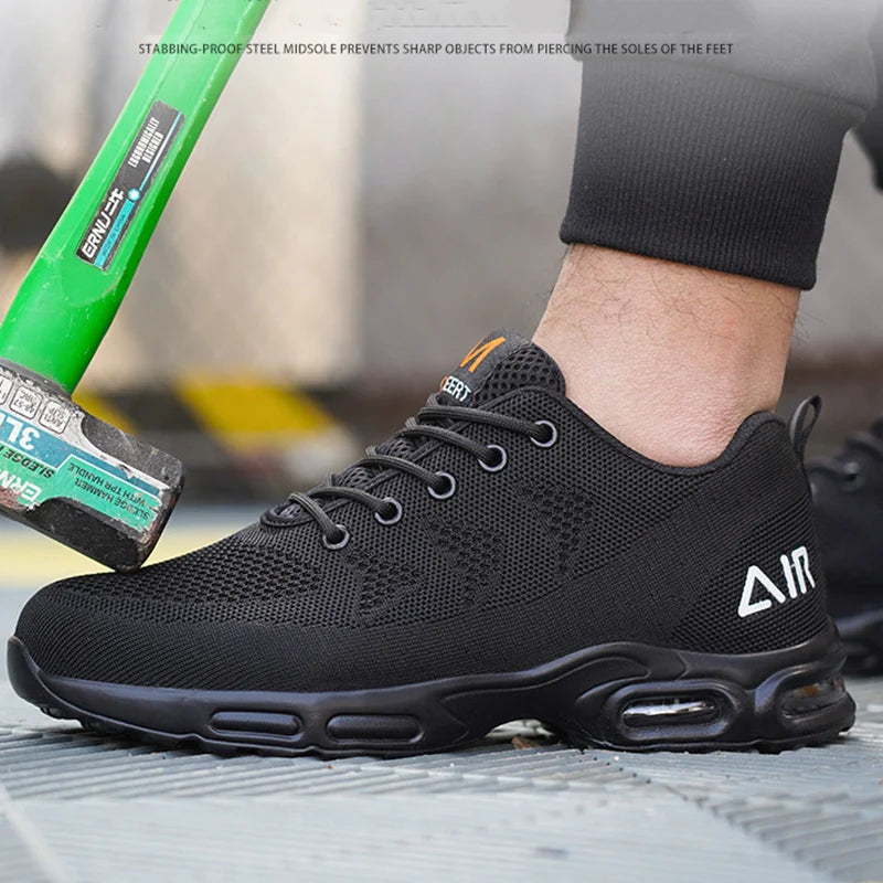 Safety shoes for Men breathable work sports shoes steel toe shoes puncture resistant safety protection shoes Slip-resistant