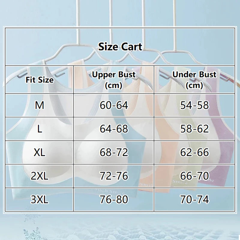 Women Sports Bras Fixed Cup Brassiere Wireless Padded Stretch Tank Tops Girls Vest Ultra Thin Breathable Lingerie Large Size