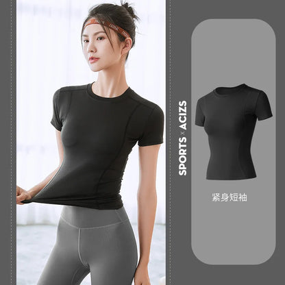 2024 fashion Spring Summer New Yoga Clothes Top Short Sleeve Women's Workout Simple Running Fitness T-shirt Gym Sport Running