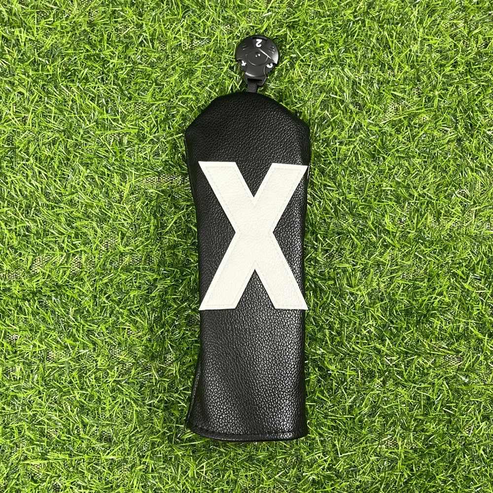 Golf club covers - white and green with large numbers, fits all clubs