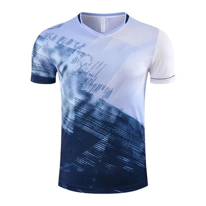 Kids Boys Short Sleeve Soccer Jersey Training Competition Team Uniform Tops V-neck Stylish Print T-shirt for Football Badminton