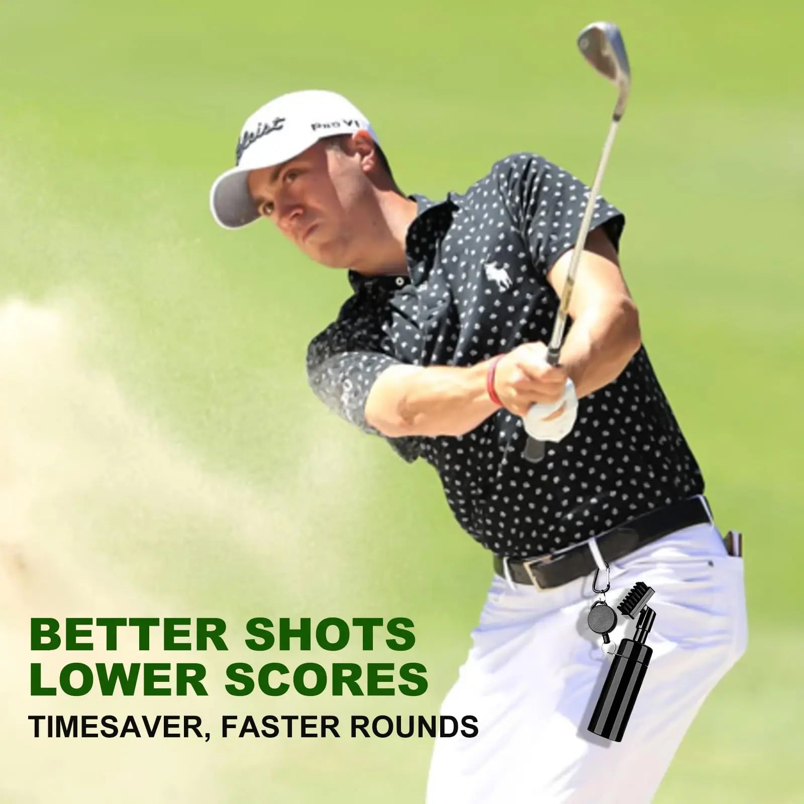 Golf Club Head Cleaning Brush, For U-shaped And V-shaped Grooves With Retractable Buckle