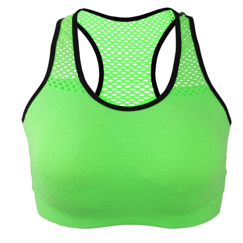 Sports Bra Breathable Mesh Hollow Out Sport Top Seamless Fitness Yoga Bras Women Gym Top Running Vest Shockproof Crop Top