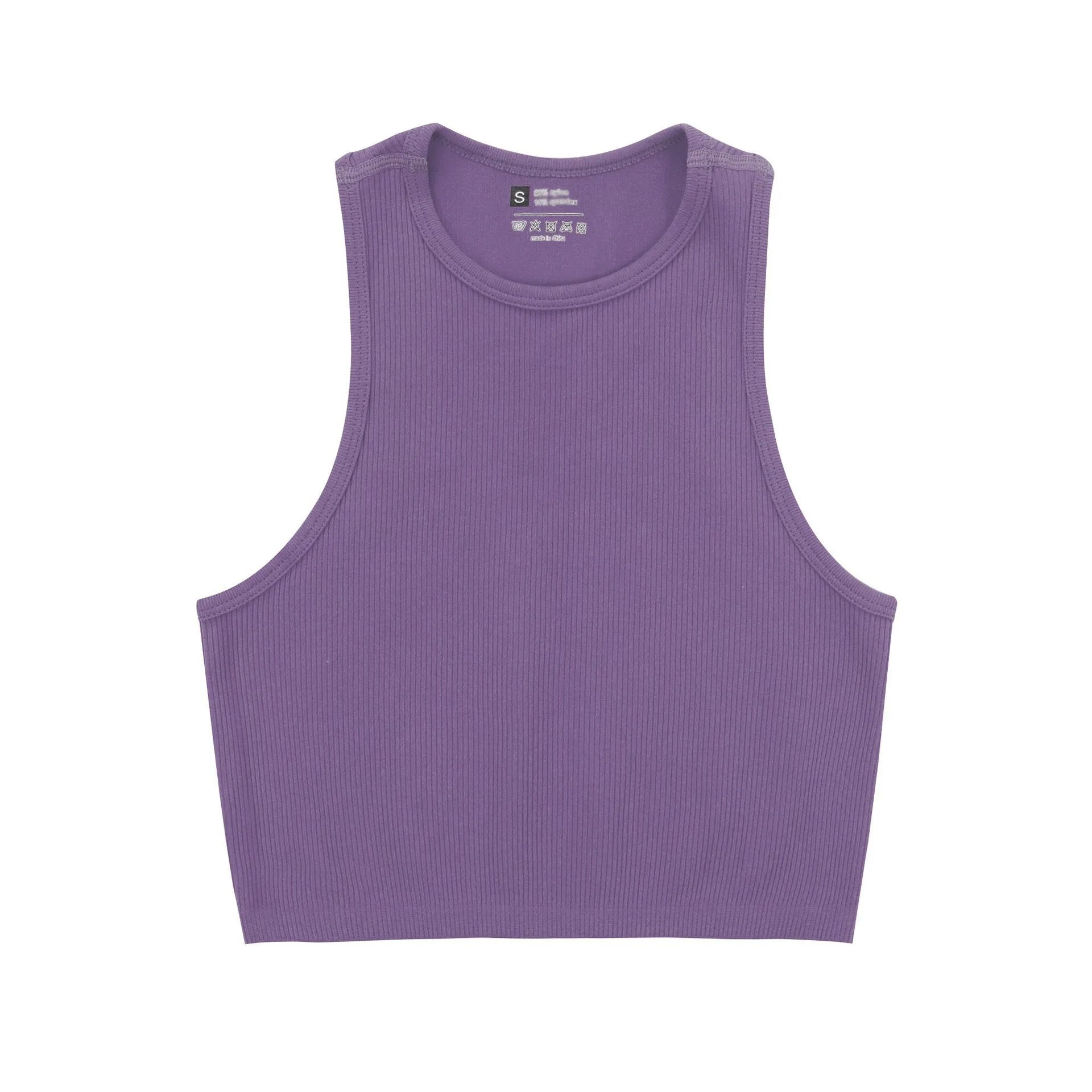 Yoga Vest Women Gym Sports Black White Crop Tops Seamless Streetwear Rib Knit Workout BreathableTank Top Female Without Pads