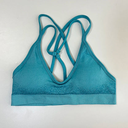 Ignite Cross Back Sports Bra Women Padded Yoga Bras Halter Fitness Gym Crop Top Running Impact Seamless Bra Workout Yoga Top