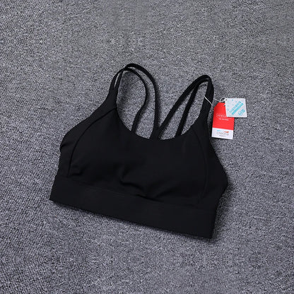 New Women's Sports Bra Padded Without Bones Cross Back Fitness Busty Underwear High Support Impact Running Gym Vest Yoga Bras