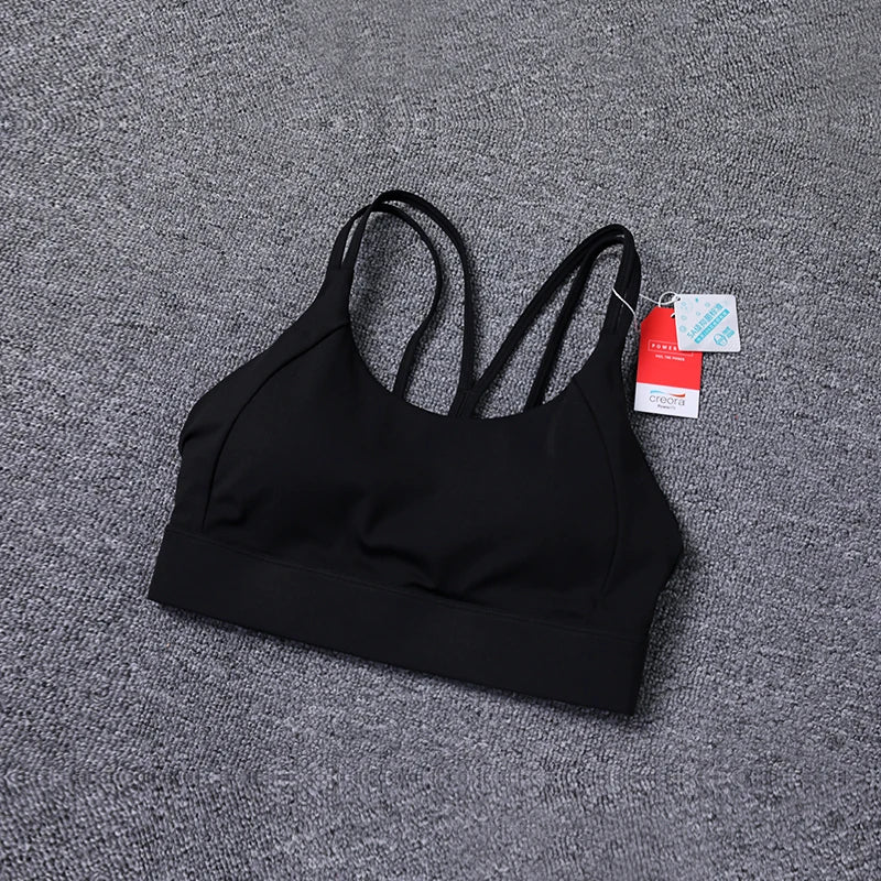 New Women's Sports Bra Padded Without Bones Cross Back Fitness Busty Underwear High Support Impact Running Gym Vest Yoga Bras