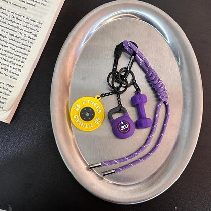 Mini Barbell Plates Key Chain with D-shaped Buckle Kettlebells Simulation Dumbbells Keyring Water Cups Creative