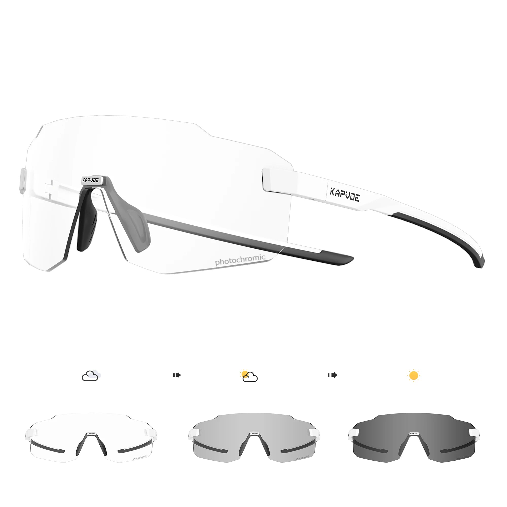 Kapvoe Photochromic Cycling Glasses UV400 Running Sunglasses Lightweight Bicycle MTB Bike Eyewear Sports Safety Goggles