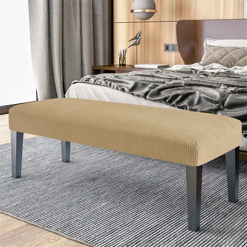Stretch Dining Bench Covers Polar Fleece Long Bench Covers Anti-Dust Piano Stool Cover Removable Seat Protector Home Decor