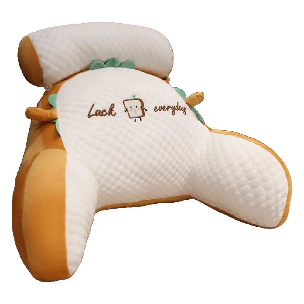 Bedroom Sit Up Pillow Backrest Support Pillow Cartoon Print Bed Reading Pillow with Arm Support Detachable Backrest for Sofa