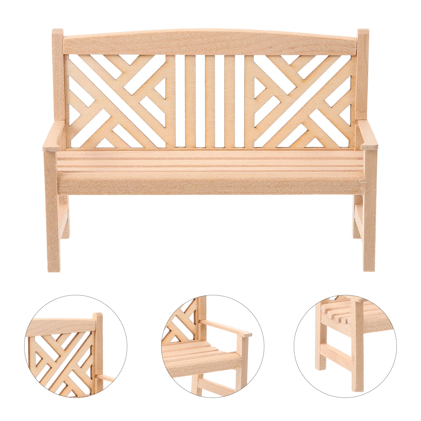 Mini Bench Model Baby Wood Miniature Wooden Furniture Adorn House Small Benches