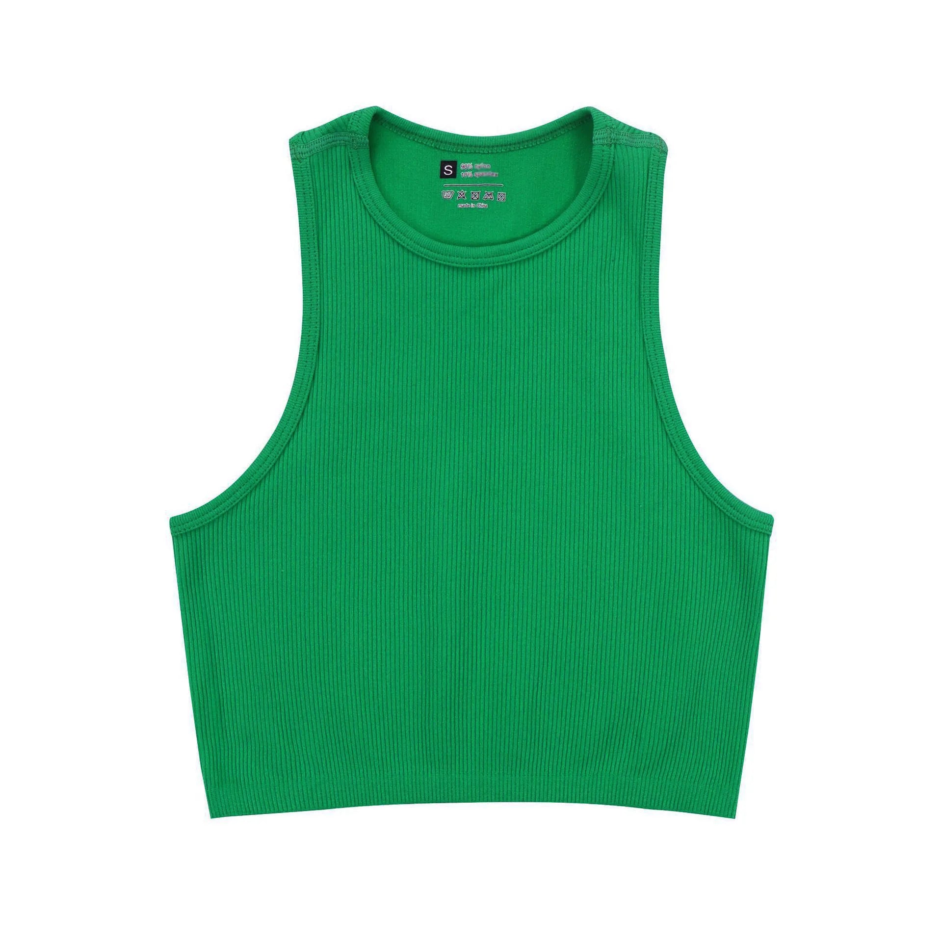 Yoga Vest Women Gym Sports Black White Crop Tops Seamless Streetwear Rib Knit Workout BreathableTank Top Female Without Pads