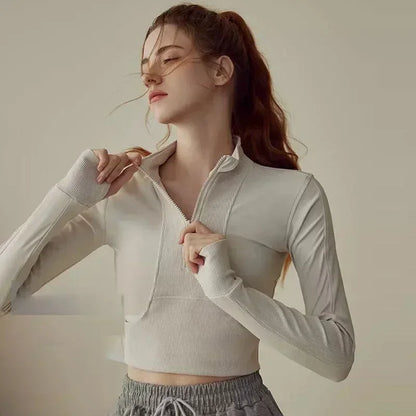 Yoga Sports Tops Jacket Half Zip Tight Long Sleeve Running Fitness Clothes Training Yoga Clothing Jacket