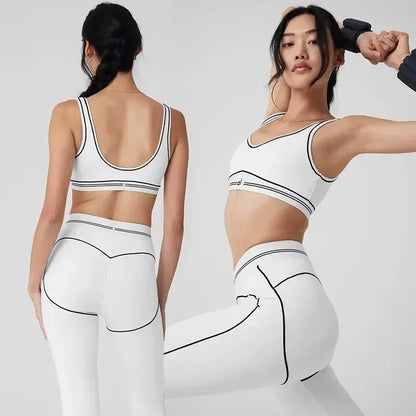 Yoga Women's Sports Set High Waist Tight Pants with Padded Bra Elastic run Fitness Underwear Comfortable breathable Pilates suit