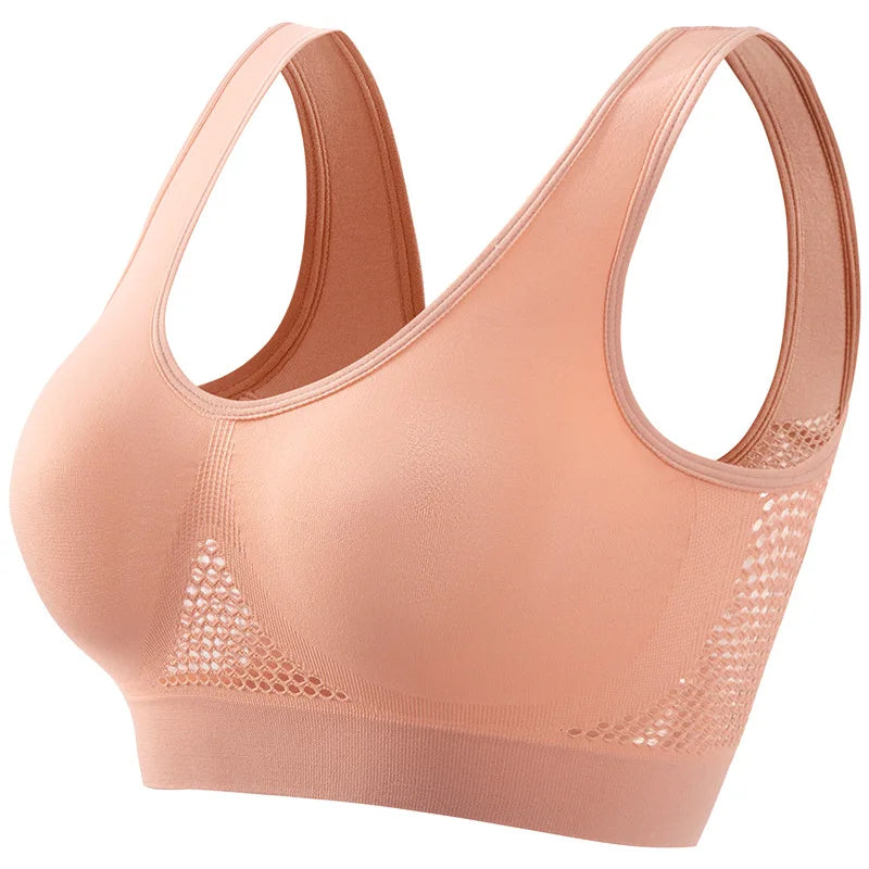 Seamless Bras For Women Breathable Hollow Sports Bra Wireless Crop Top Sexy Lingerie Push Up Brassiere Comfort Tops S-5XL