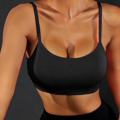 Workout Sports Bras for Women Padded Strappy Open Back Gym Bra Light Impact Yoga Crop Top