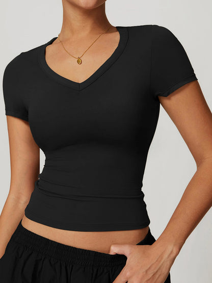 T-shirts, quick drying yoga clothes, short sleeved fitness tops, cover up shirts, outdoor running sports, short sleeved women's