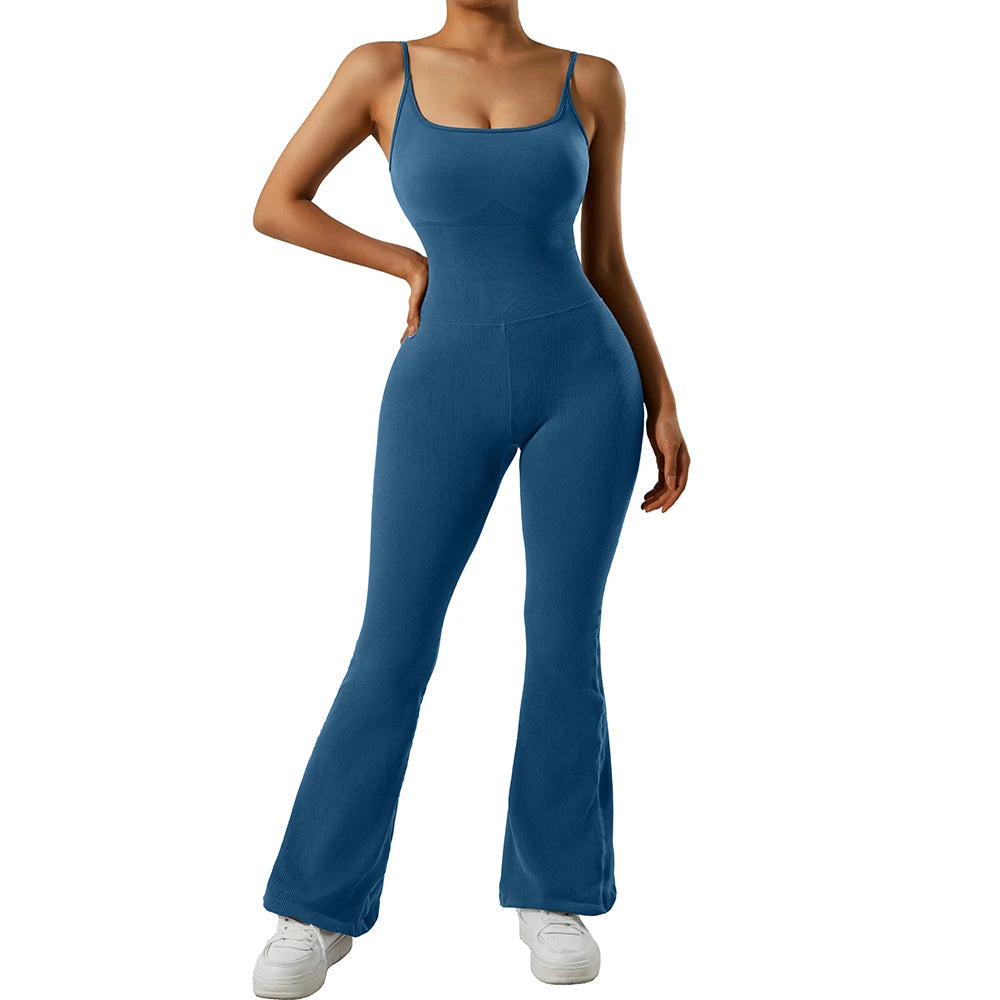 Jumpsuits Women Summer Sleeveless Yoga Clothing Solid Bodycon Rompers Backless Fashion Casual Streetwear Sporty Overall Women