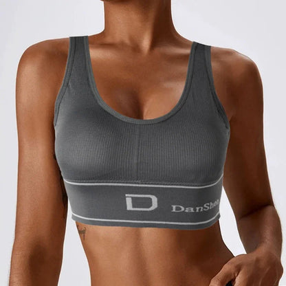 Women's Sports Letter Bras Fitness Seamless Plus Size Bra Tops Full Coverage Wireless Femme Bralette Bra