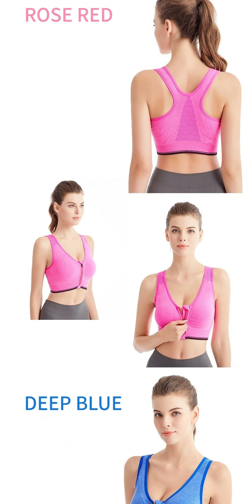 Sports Bra Women Front Zipper More Size Crop Tops Female Gym Jogging Yoga Fitness Shockproof Vest Bralette Sport Bras for Women