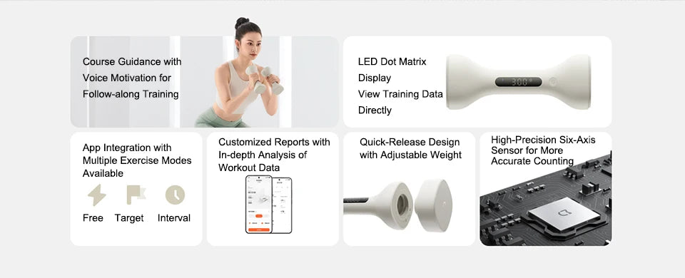 Xiaomi Mijia Smart Dumbbells Men and Women Home Fitness Muscle Shaping Arm Light Weight LED Display Suitable For Mi Home APP