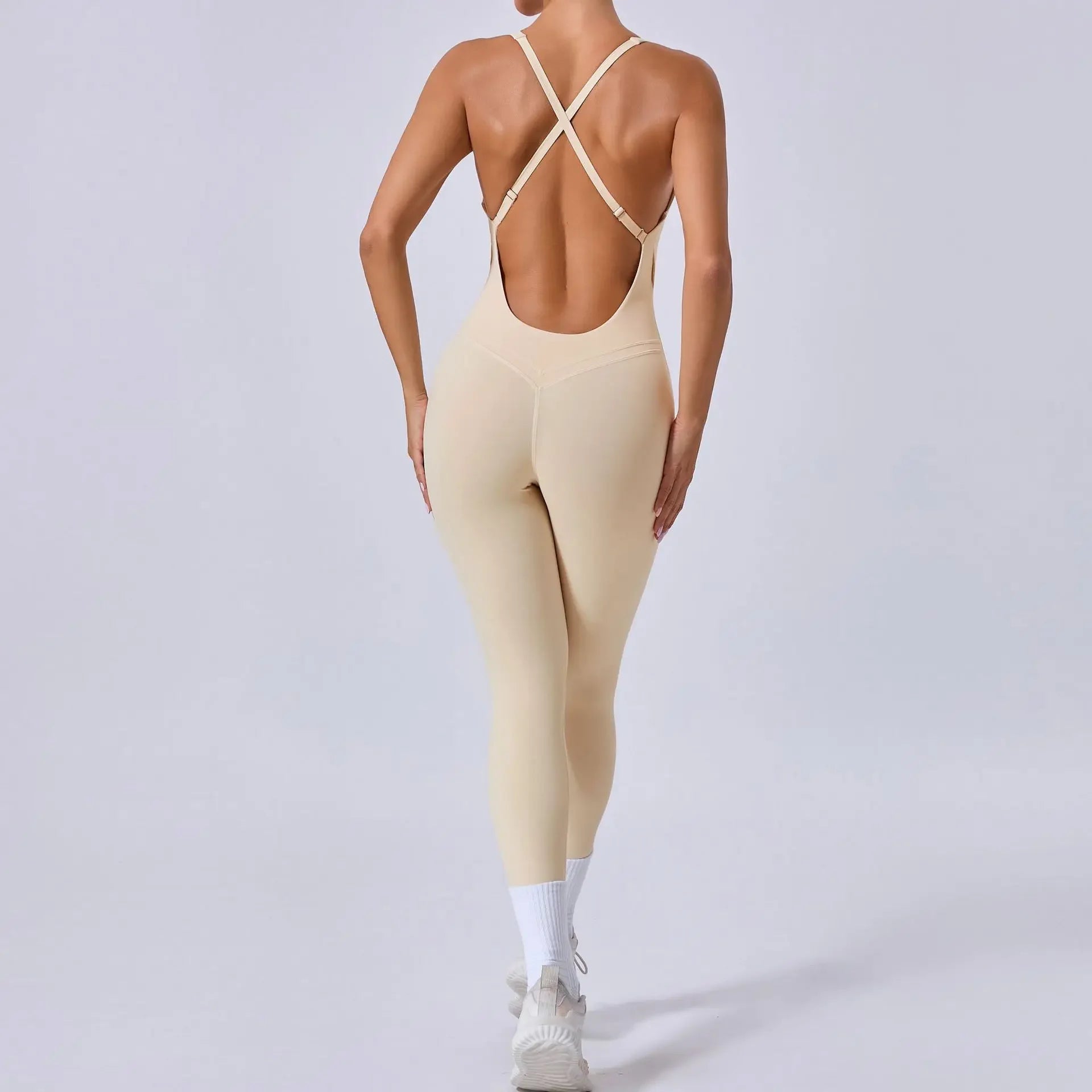 Seamless Yoga Jumpsuits Sports Fitness Hip Raise Cross Back Adjustable Shoulder Strap One-piece Workout Gym Tracksuits for Women