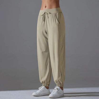 Cool Sunscreen Women's Yoga Pants Ice Silk Woman Clothing Thin Youthful Woman Clothes Casual Slim Loose Tie Foot Sports Pants