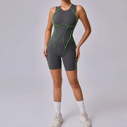 Yoga Jumpsuits Sports Fitness Sets Hip-lifting Open Back Hollow-out Splicing One-piece Workout Clothes Gym Sexy Suits for Women