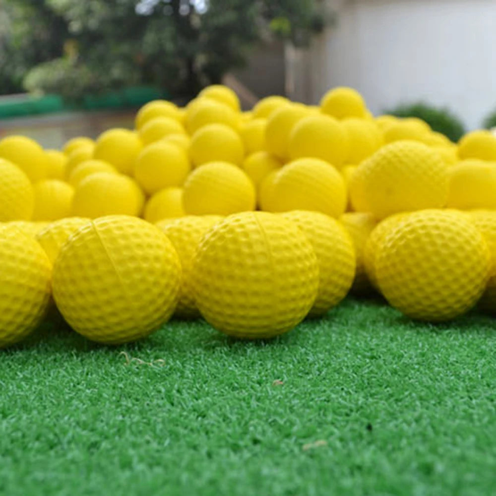 PGM 10pcs Yellow PU Golf Balls Sponge Elastic Indoor Outdoor Practice Single Layer Training Ball Golfs Accessories Gifts