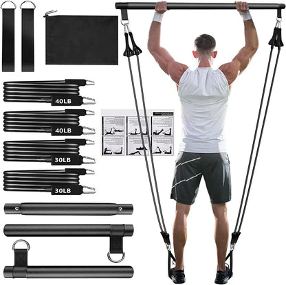Resistance Bands Set with Fitness Bar Workout Gym Pull Rope Yoga TPE or Latex Tube Sports Elastic Exercise Equipment for Home