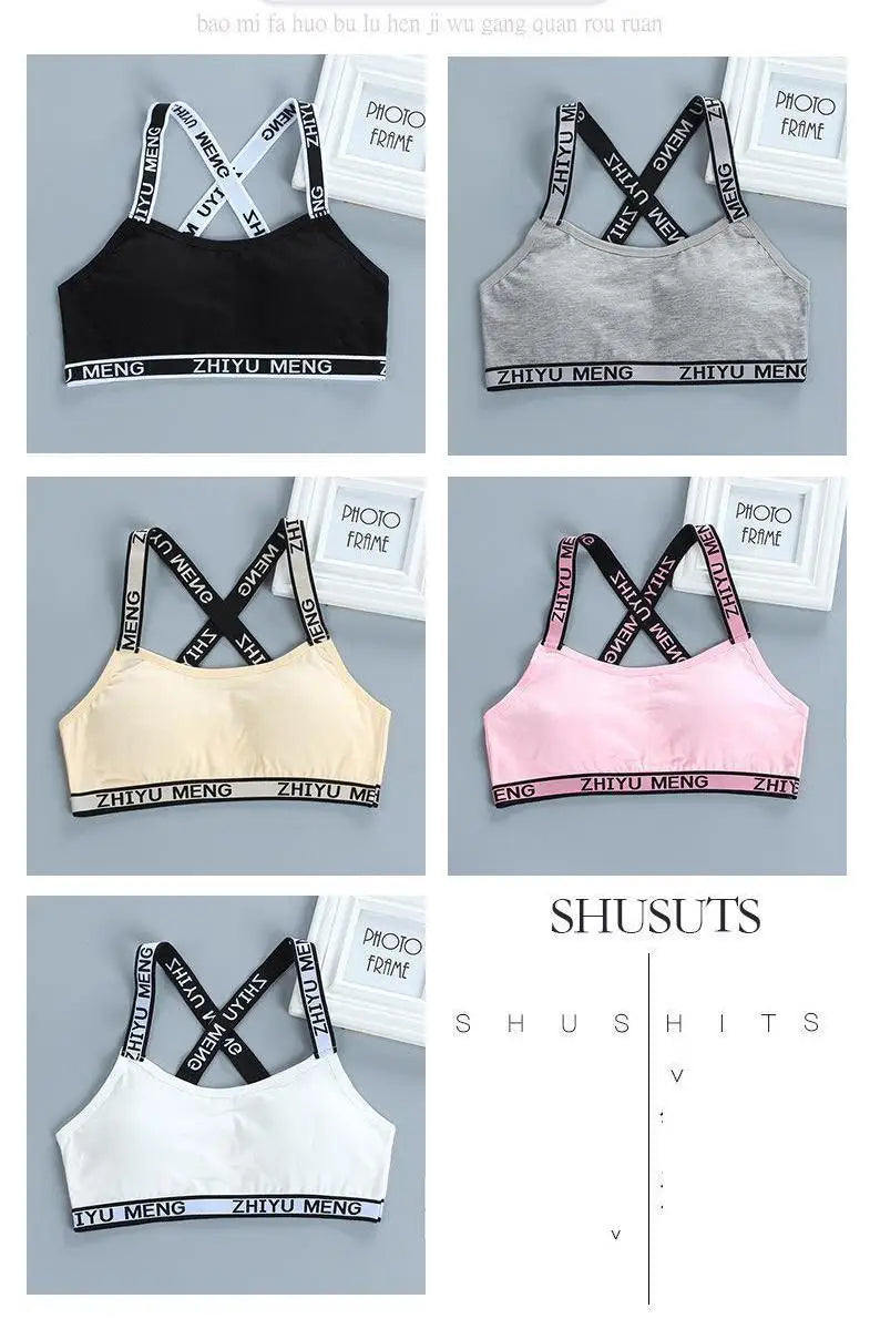 3pcs Puberty Girls Training Bras Kids Maiden Cotton Bra Underwear Teen Camisoles Tube Top Teenage Sport Bras Children's Lingerie