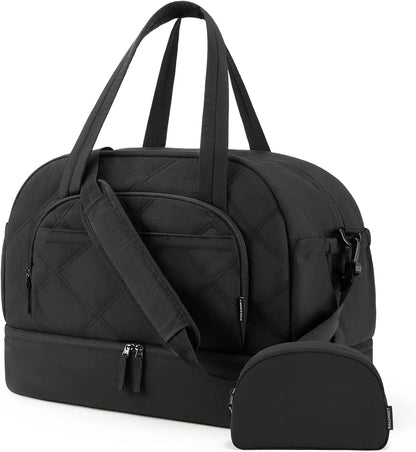 BAGSMART Boston Bag for Women Large Capacity Golf Travel Bag Puffer Duffle with Shoe Compartment Carry On Gym Sports Bag