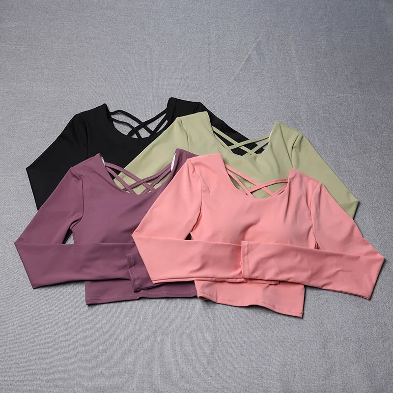 New Yoga Clothing for Women Sports Running Pilates Breathable Training Long Sleeve Top Fitness Clothing