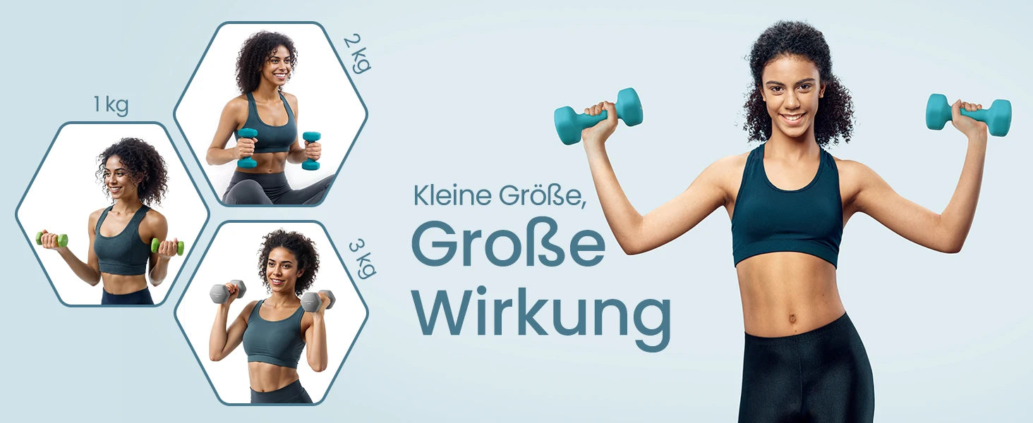 SONGMICS Dumbbell Set Short dumbbells Dumbbell Set 12kg Hexagon Neoprene dumbbells