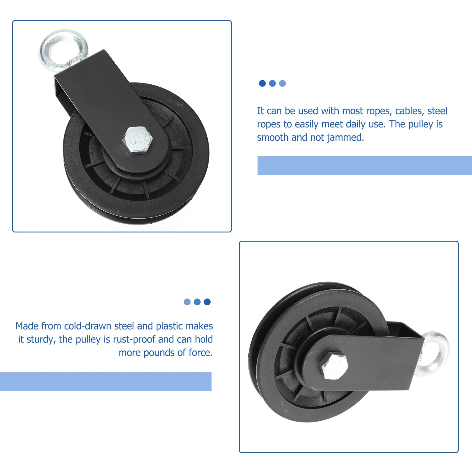 Small Gym Pulley Fitness Equipment Wheel For Machine Over Door Plastic Lifting Blocks Traction Steel Wire Rope Safe