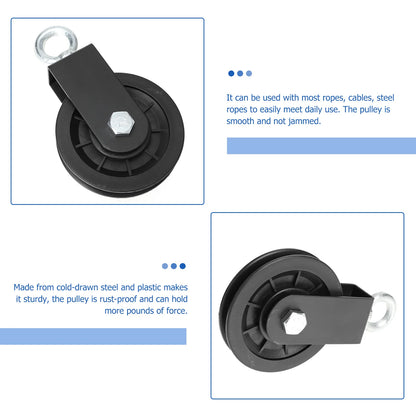 Small Gym Pulley Fitness Equipment Wheel For Machine Over Door Plastic Lifting Blocks Traction Steel Wire Rope Safe